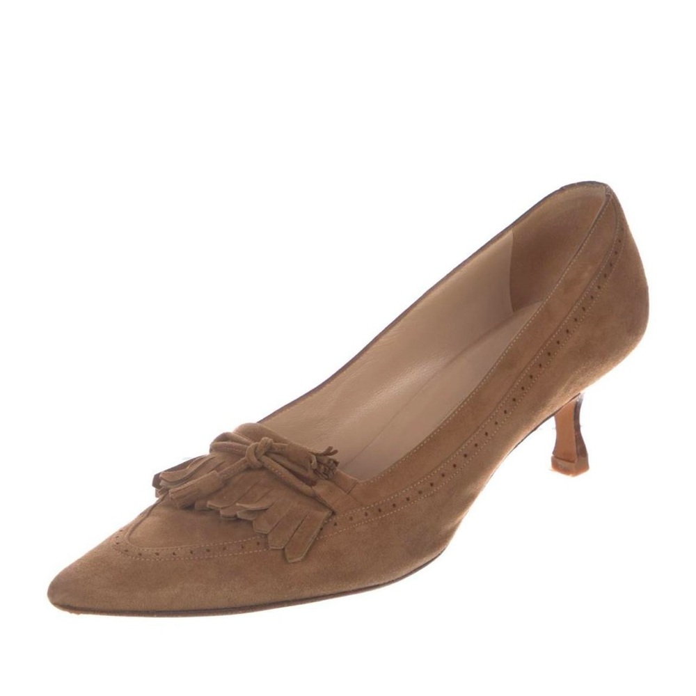 Manolo Blahnik Suede Tassel Accents Pumps
